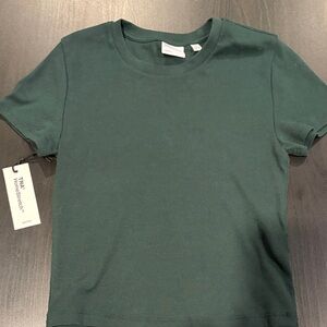 Aritzia TNA Deep Green Ribbed Tee